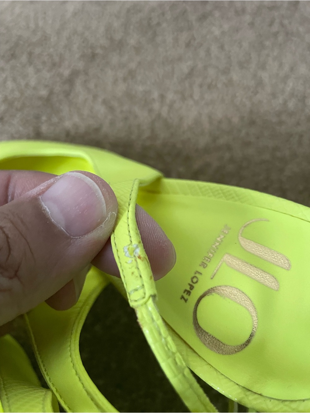 Jlo Jennifer Lopez Fedra Pointe Toe “Florella”  Stilleto Heels Sz 6M Neon Yellow - Picture 12 of 14